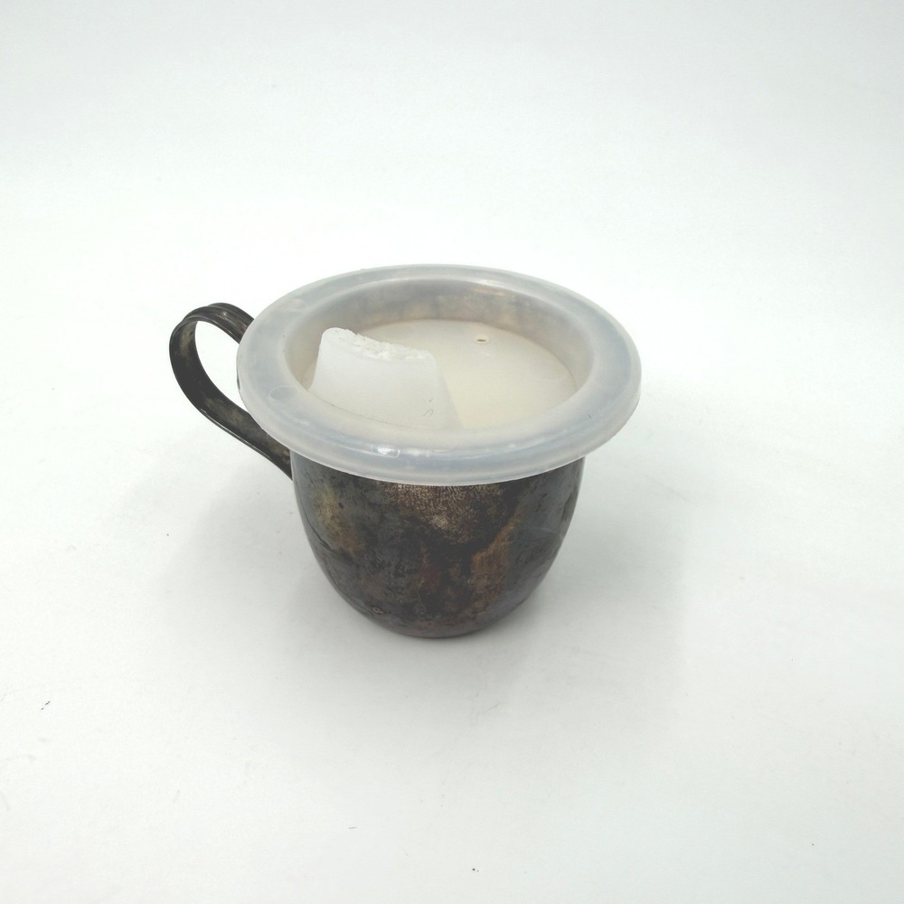 Vintage Silver Plated Baby Sippy Cup with Plastic Training Lid Made in India‎